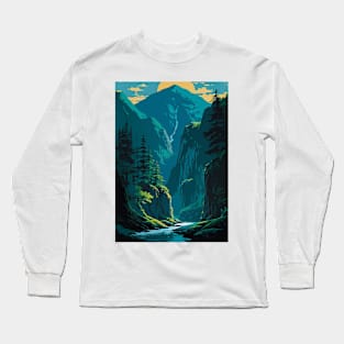Waterfall in the Distance of a River in Summer Long Sleeve T-Shirt